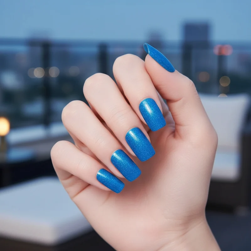 Blue Glitter-Gel Nail Stickers — No UV Lamp Needed - Image 4