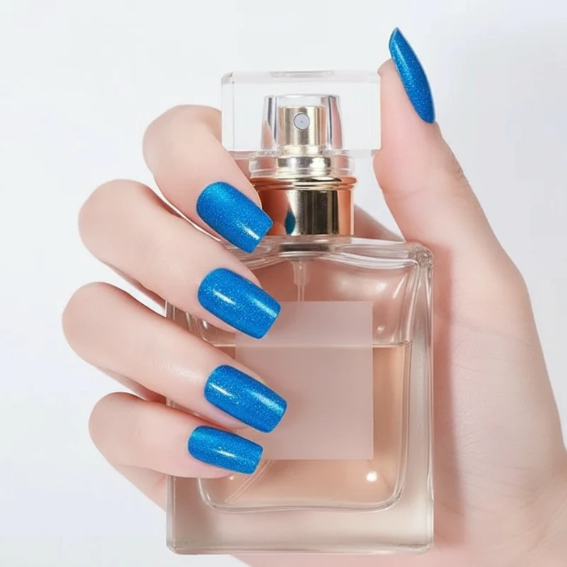 Blue Glitter-Gel Nail Stickers — No UV Lamp Needed - Image 5