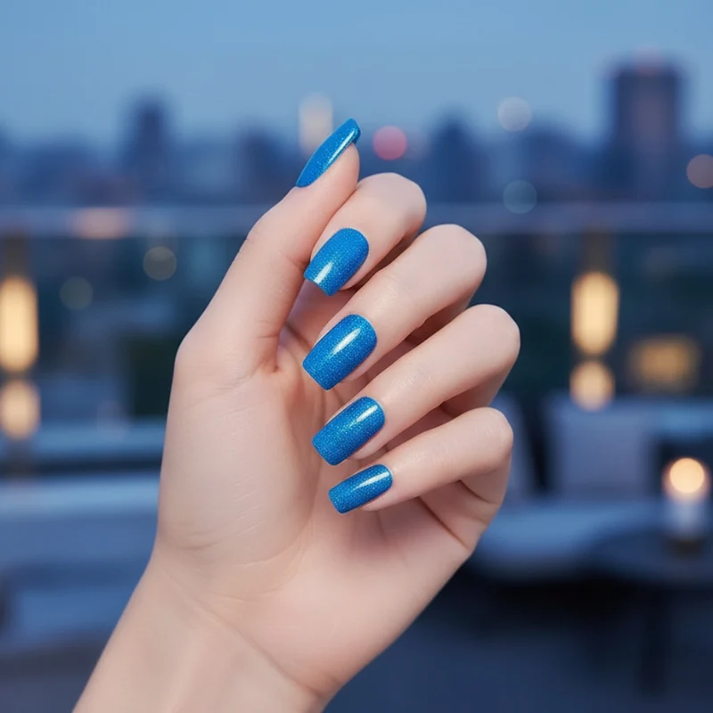 Blue Glitter-Gel Nail Stickers — No UV Lamp Needed - Image 6
