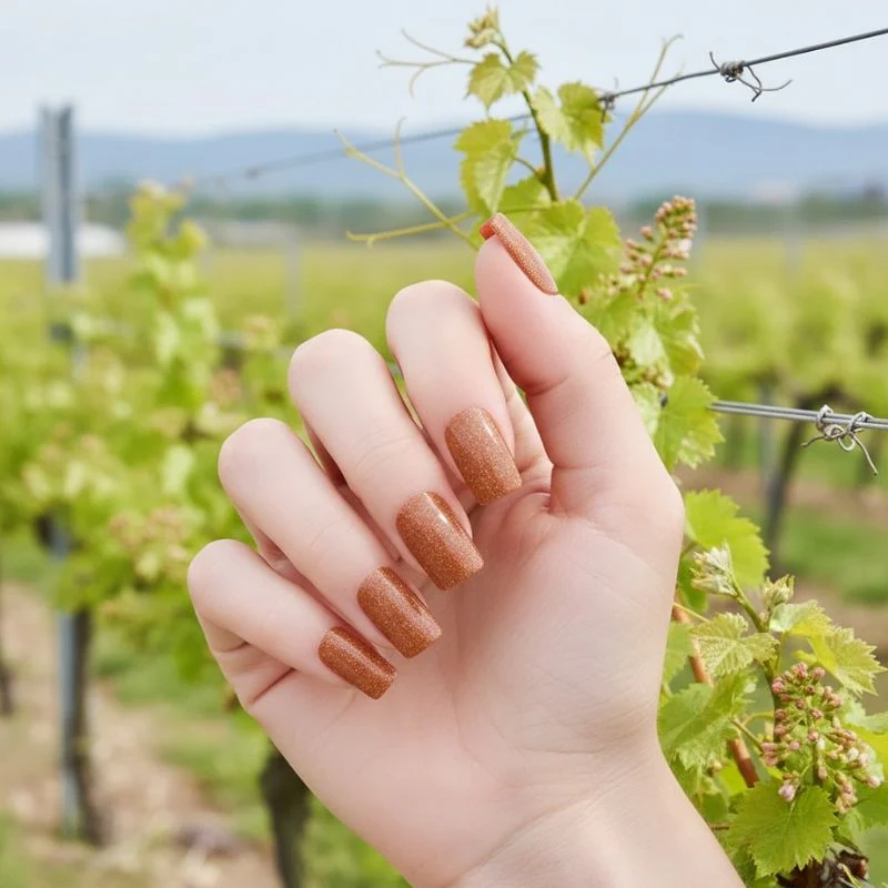 Copper Glitter-Gel Nail Stickers — No UV Lamp Needed