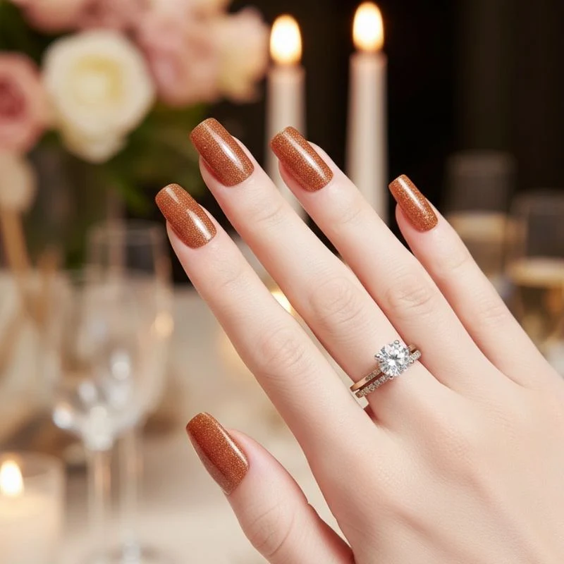 Copper Glitter-Gel Nail Stickers — No UV Lamp Needed - Image 5