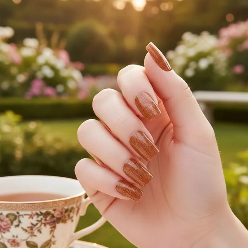 Copper Glitter-Gel Nail Stickers — No UV Lamp Needed - Image 7