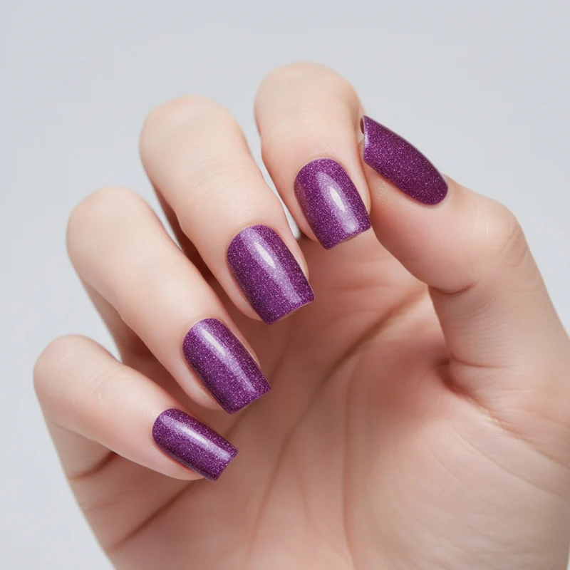 Dark Purple Glitter-Gel Nail Stickers — No UV Lamp Needed - Image 5