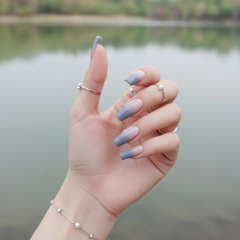Grey Ombre-Gel Nail Stickers — No UV Lamp Needed - Image 4