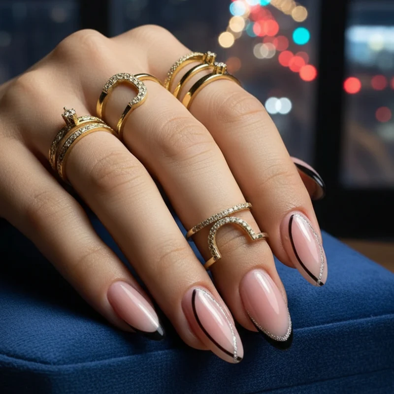 Midnight Elegance - 24 Nails Set - Image 3
