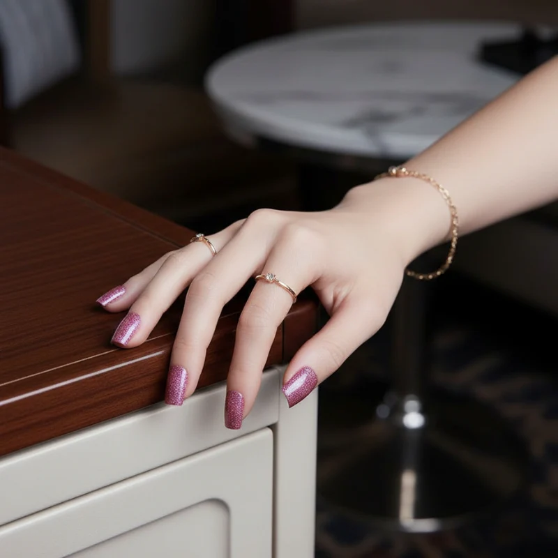 Pink Glitter-Gel Nail Stickers — No UV Lamp Needed - Image 6